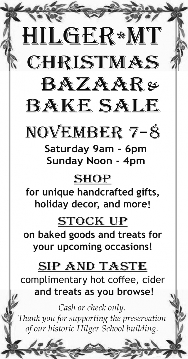 Shop Unique Handcrafts, Christmas Bazaar & Bake Sale - Nov. 7-8, 2026