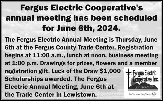 Annual Meeting, Fergus Electric Cooperative, Inc, Lewistown, MT