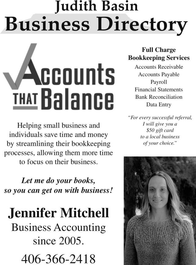Business Directory, Accounts that Balance, Stanford, MT