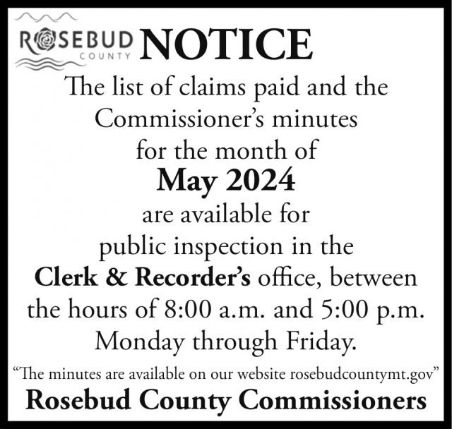 Notice, Rosebud County, Forsyth, MT