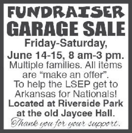 Garage Sale, Riverside Park Fundraiser Garage Sale (June 14-15, 2024)
