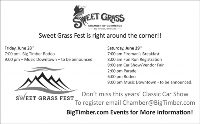 Sweet Grass Fest is Right Around the Corner!, Sweet Grass Chamber of Commerce, Big Timber, MT