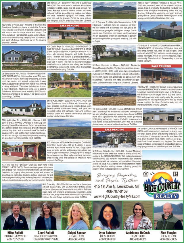 Listings, High Country Realty, Lewistown, MT