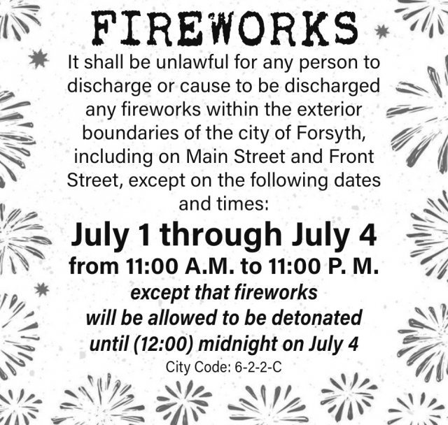 Fireworks, City of Forsyth, Forsyth, MT