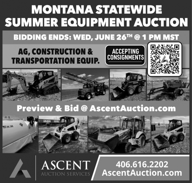 Summer Equipment Auction, Ascent Auction Services, Lewistown, MT