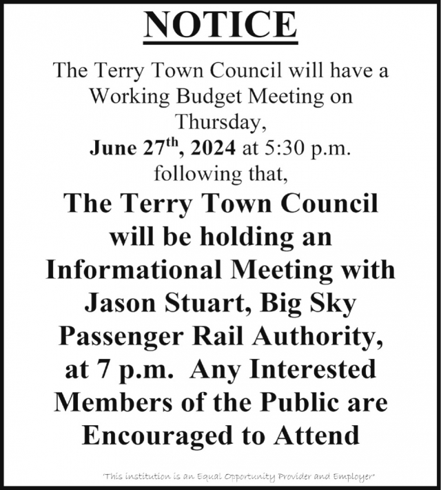 Notice, Town of Terry