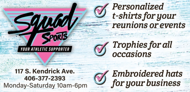 Personalized T-shirts for Your Reunions or Events, Squad Sports, Glendive, MT