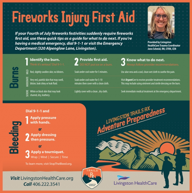 Fireworks Injury First Aid, Livingston Healthcare, Livingston, MT