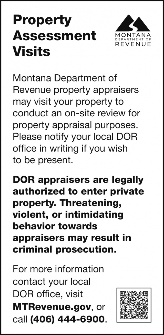 Property Assessment Visits, Montana Department of Revenue, Helena, MT