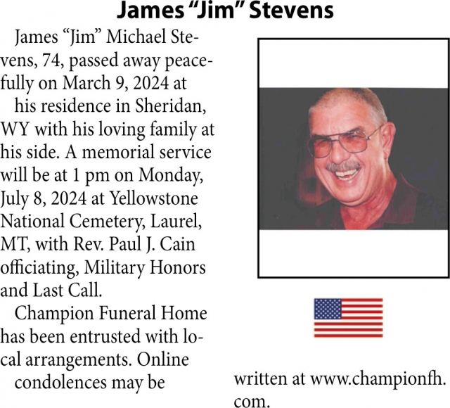 James "Jim" Stevens, Obituaries, Glendive, MT