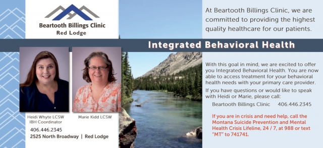 Integrated Behavioral Health, Beartooth Billings Clinic, Red Lodge, MT