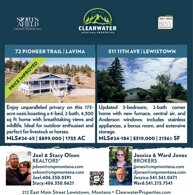 72 Pioneer Trail - Lavina, Clearwater Montana Properties, Lewistown, MT