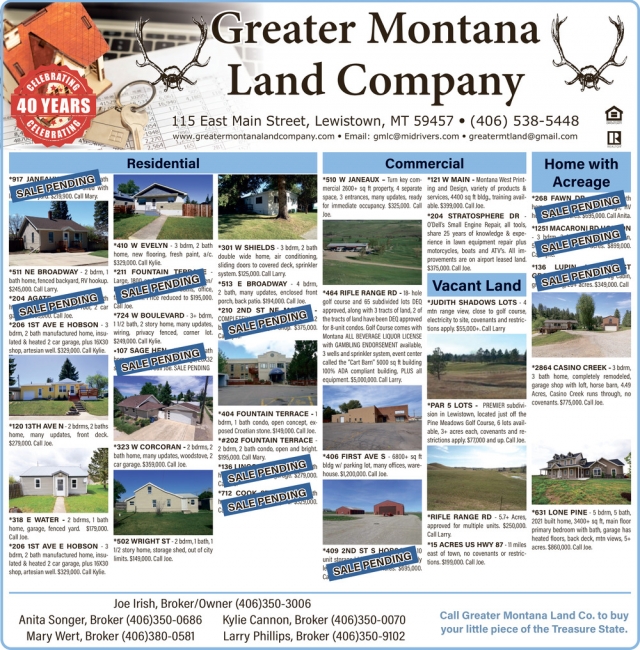 Residential Properties, Greater MT Land Company, Lewistown, MT