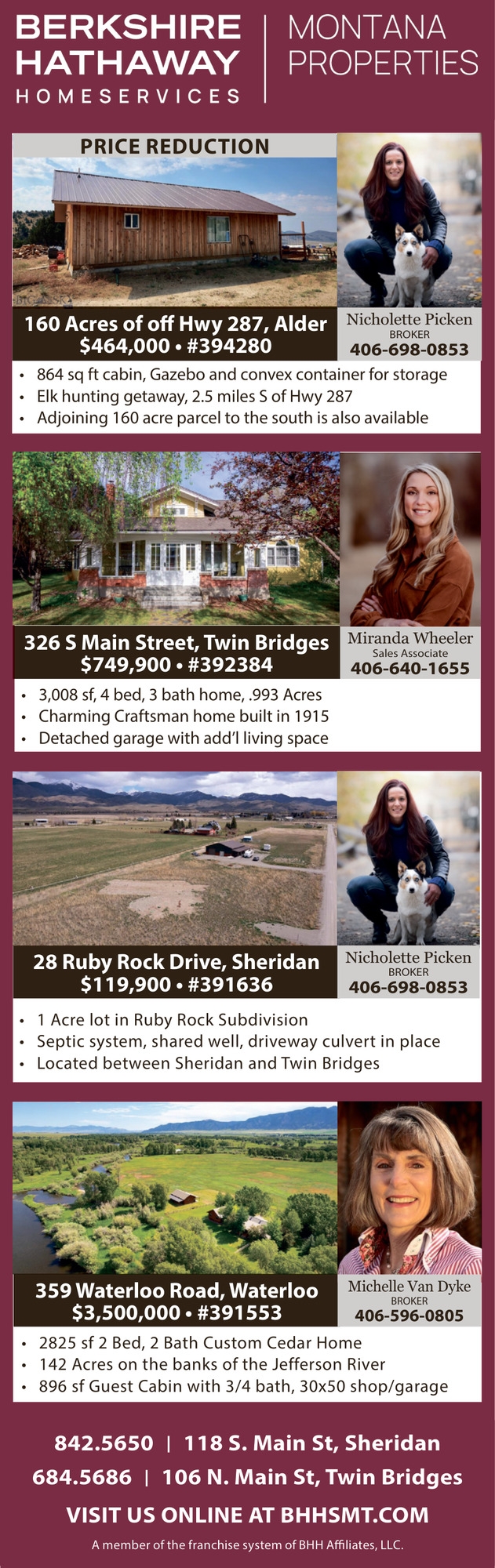 Montana Properties, Michelle Van Dyke / Nicholette Picken / Miranda Wheeler - Berkshire Hathaway HomeServices Montana Properties