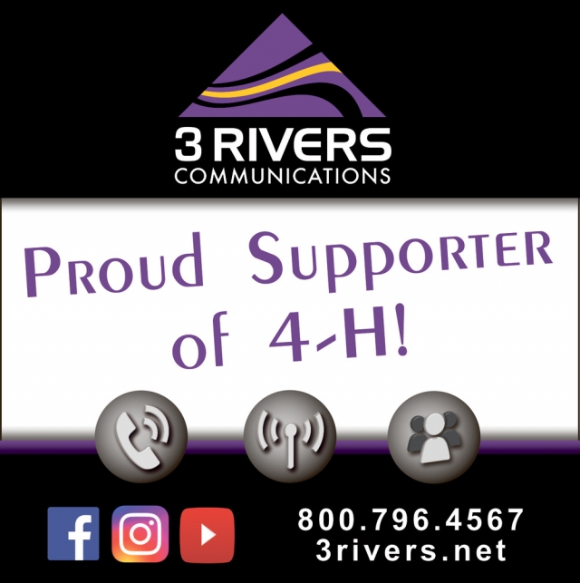 Proud Supporter of 4-H!, 3 Rivers Communications, Fairfield, MT