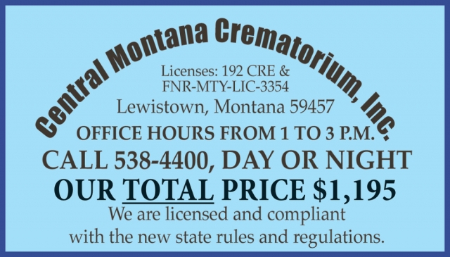 Crematorium, Central Montana Crematorium, Inc., Lewistown, MT