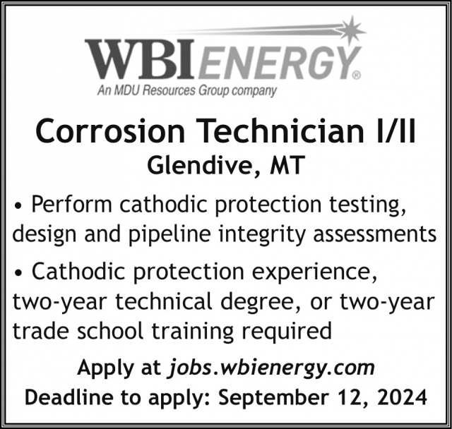 Corrosion Technician I/II, WBI Energy, Bismarck, ND