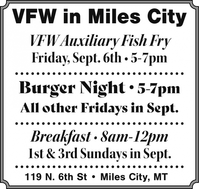 Burger Night, VFW Post 1579, Miles City, MT