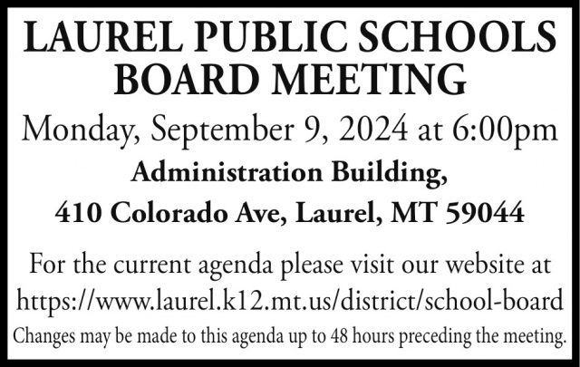 Board Meeting, Laurel Public Schools Board Meeting (March 25, 2024), Laurel, MT