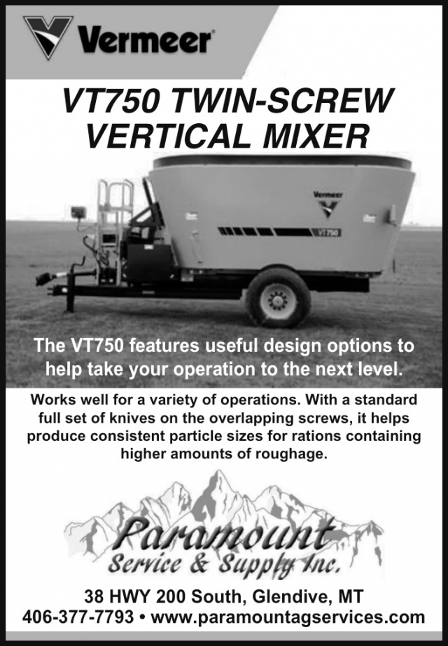 VT750 Twin-Screw Vertical Mixer, Paramount Services & Supply Inc - Glendive, Glendive, MT