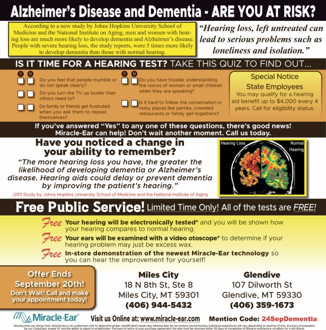 Is It Time for a Hearing Test?, 406-944-5432 / 406-359-1673, Glendive, MT