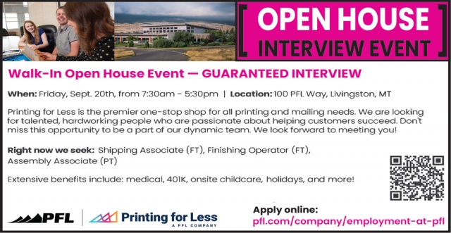 Open House Interview Event, Printing for Less, Livingston, MT