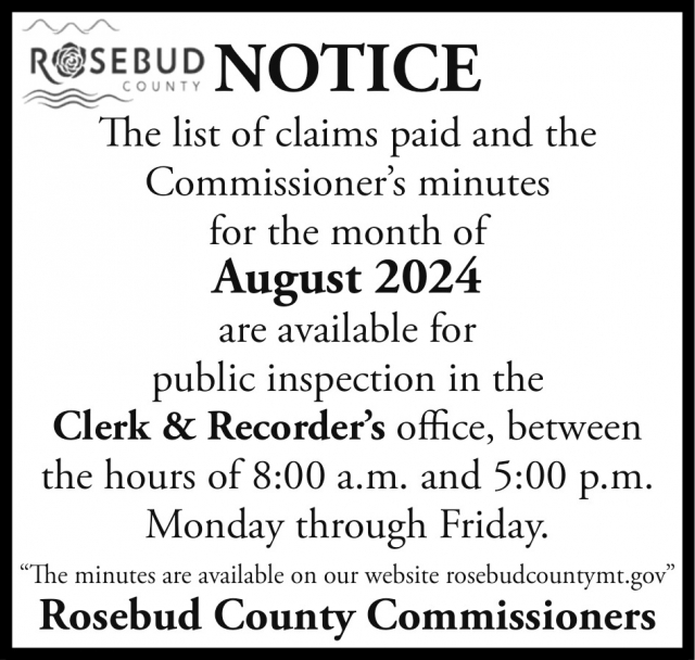 Notice, Rosebud County, Forsyth, MT