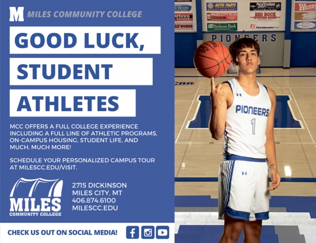 Good Luck, Student Athletes, Miles Community College, Miles City, MT