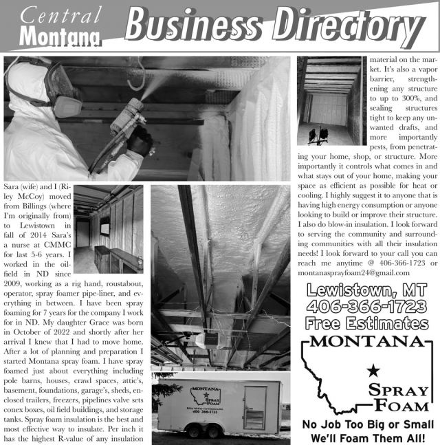 Business Directory, Montana Spray Foam, Lewistown, MT