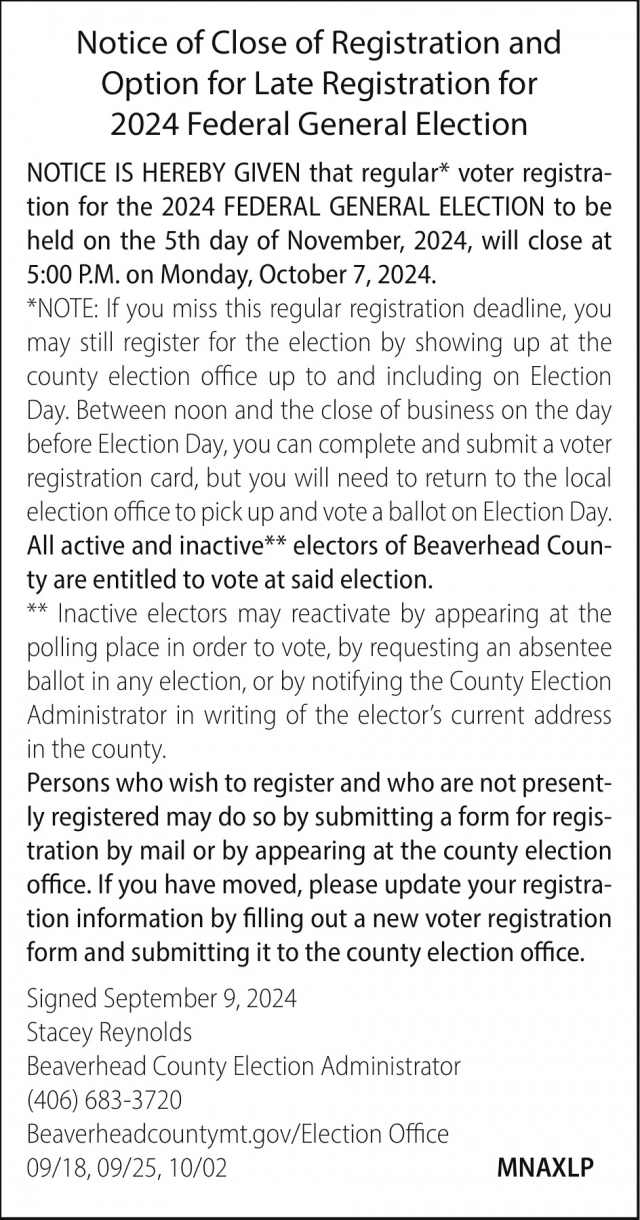 Notice, Beaverhead County