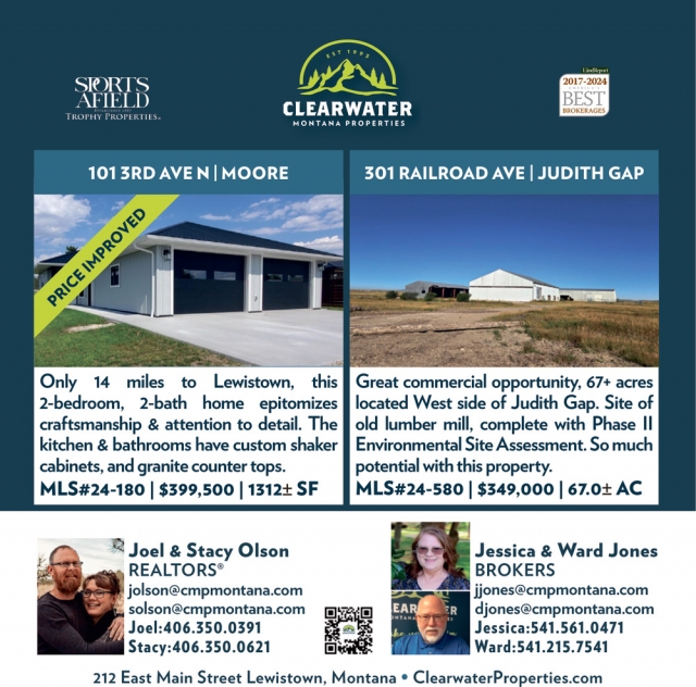 101 3rd Ave N / Moore, Clearwater Montana Properties - Joel & Stace Olson / Jessica & Ward Jones, Lewistown, MT