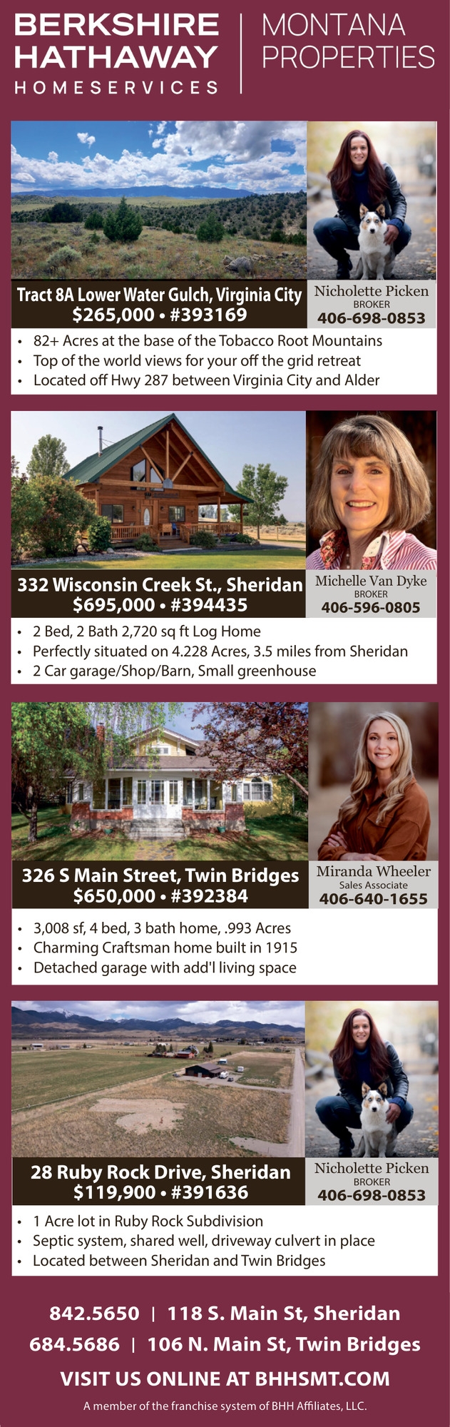 Montana Properties, Michelle Van Dyke / Nicholette Picken / Miranda Wheeler - Berkshire Hathaway HomeServices Montana Properties