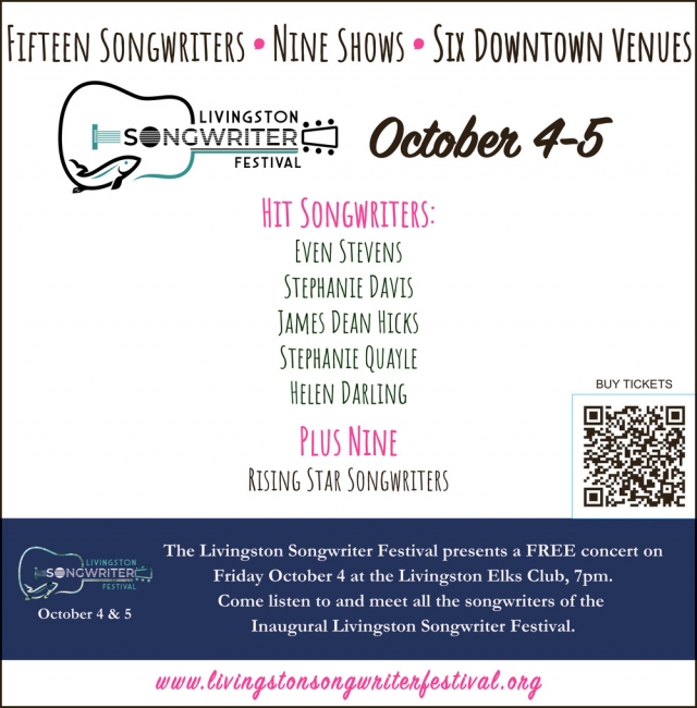 Fifteen Songwriters, Livingston Songwriter Festival (October 4-5, 2024), Red Lodge, MT