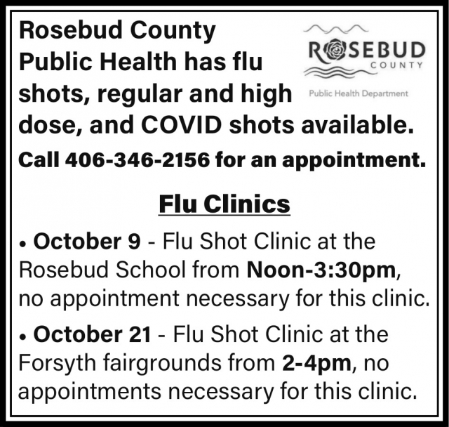 Flu Clinics, Rosebud Public Schools, Rosebud, MT