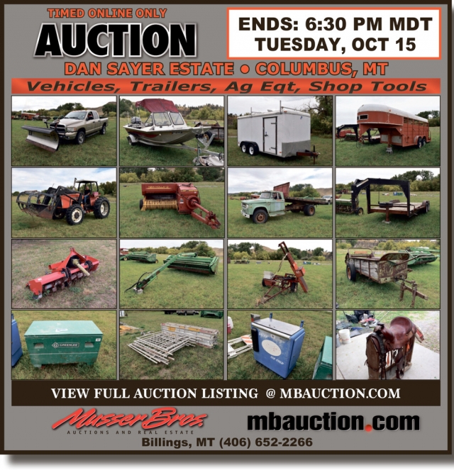 Timed Online Only Auction, Musser Bros Auctions and Real Estate, Billings, MT