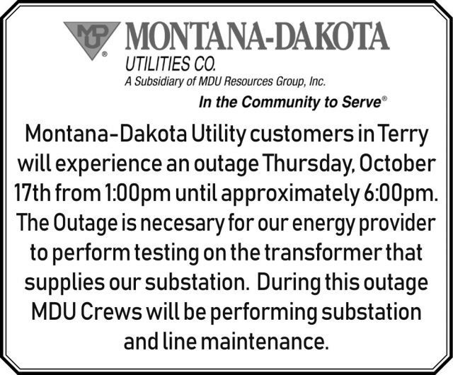 In the Community to Serve, Montana-Dakota Utilities Co., Glendive, MT