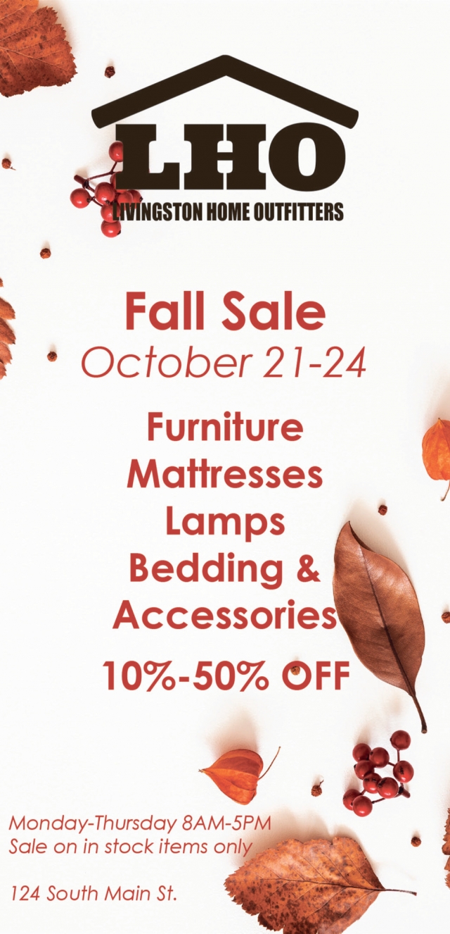 Fall Sale, Livingston Home Outfitters