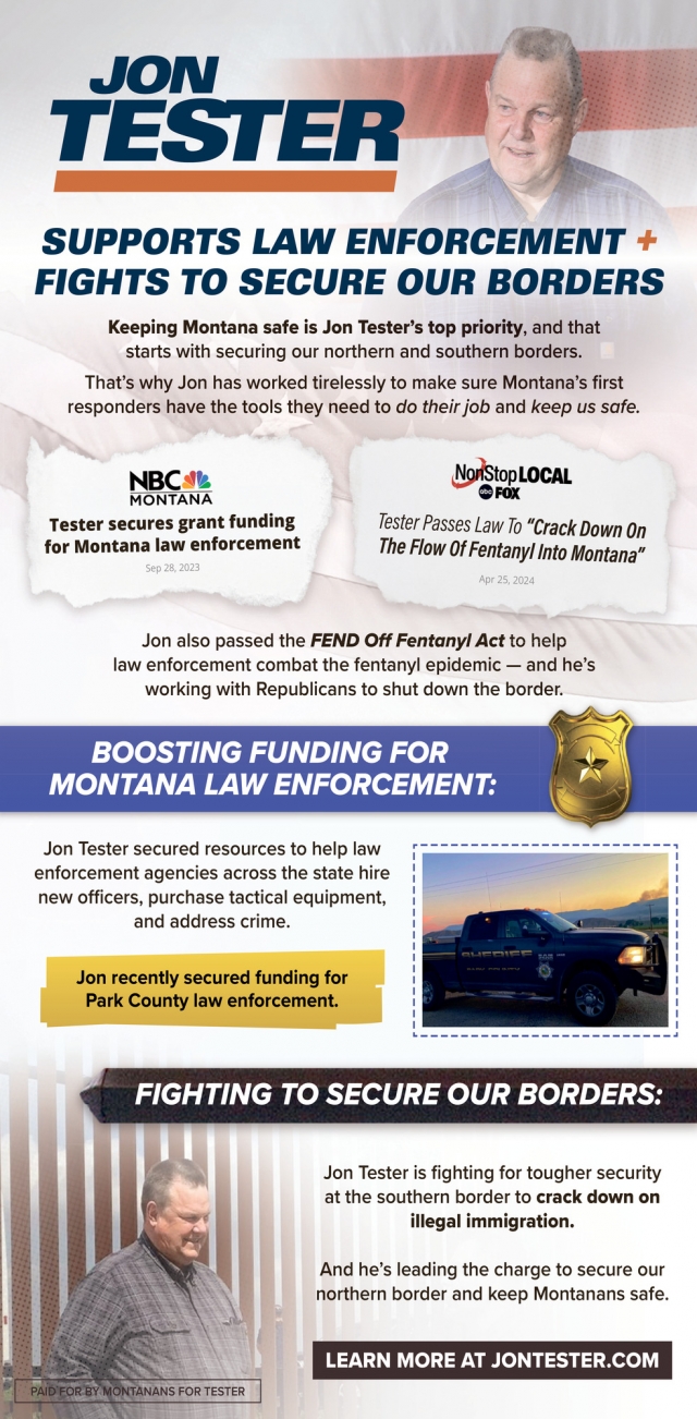 Boosting Funding for Montana Law Enforcement, Jon Tester, Helena, MT