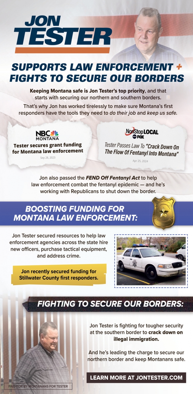 Boosting Funding for Montana Law Enforcement, Jon Tester, Helena, MT