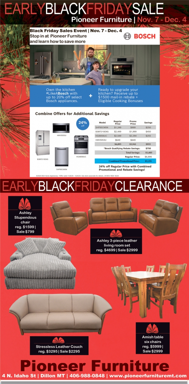 Early Black Friday Sale, Pioneer Furniture, Dillon, MT