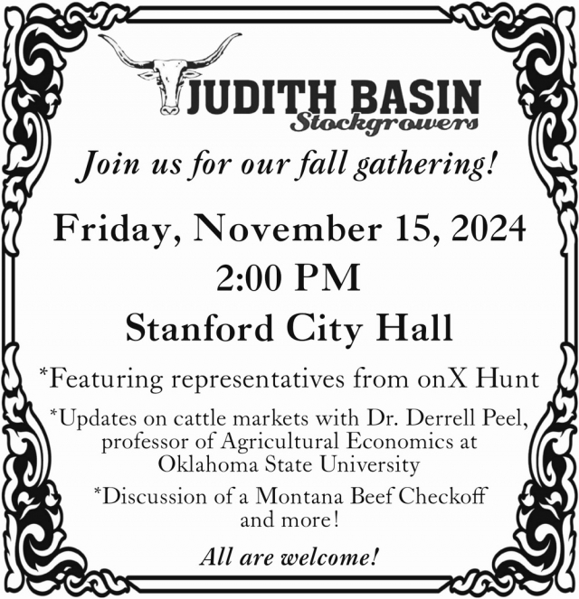 Join Us for Our Fall Gathering!, Judith Basin Stockgrowers Fall Gathering (November 15, 2024)