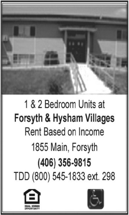 1 & 2 Bedroom Units, Forsyth & Hysham Villages, Forsyth, MT