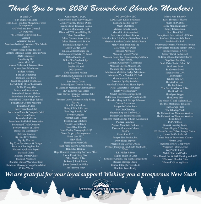 Thank You, Beaverhead Chamber of Commerce