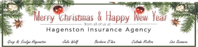 Merry Christmas & Happy New Year, Hagenston Insurance, Glendive, MT