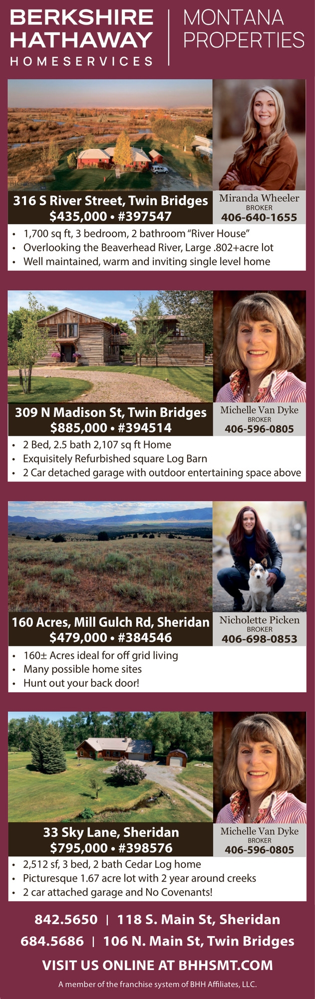 Montana Properties, Michelle Van Dyke / Nicholette Picken / Miranda Wheeler - Berkshire Hathaway HomeServices Montana Properties