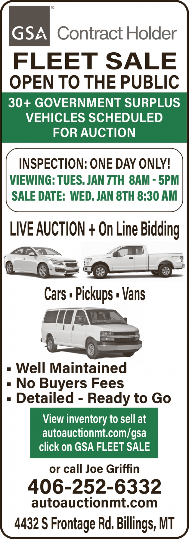 Fleet Sale, Auto Auction of Montana, Billings, MT