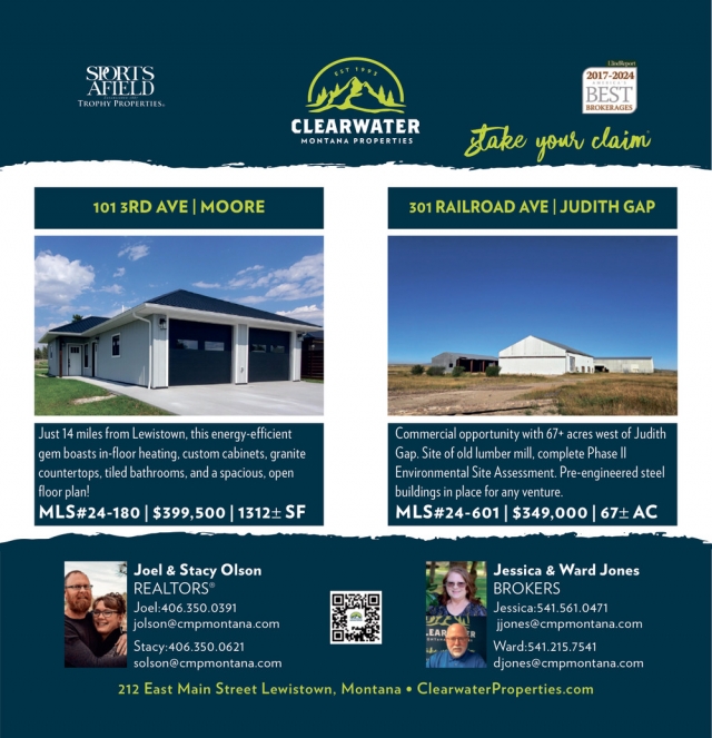 101 3rd Ave - Moore, Clearwater Montana Properties - Joel & Stace Olson / Jessica & Ward Jones, Lewistown, MT