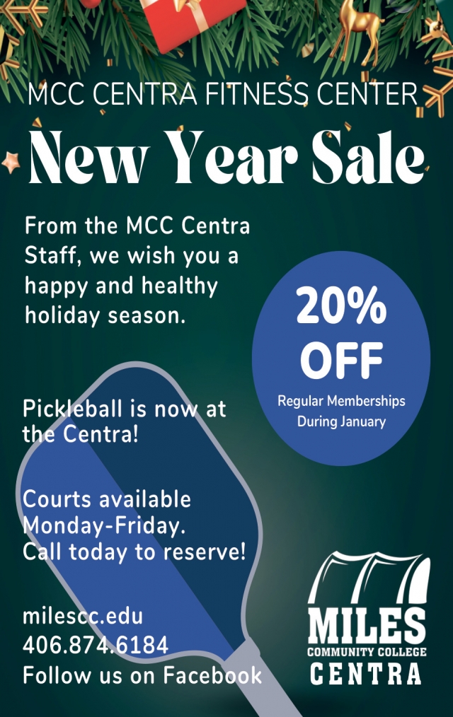 MCC Centra Fitness Center New Year Sale, Miles Community College, Miles City, MT