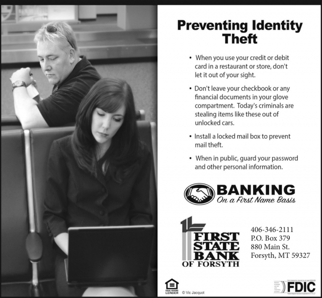 Preventing Identity Theft, First State Bank of Forsyth, Forsyth, MT