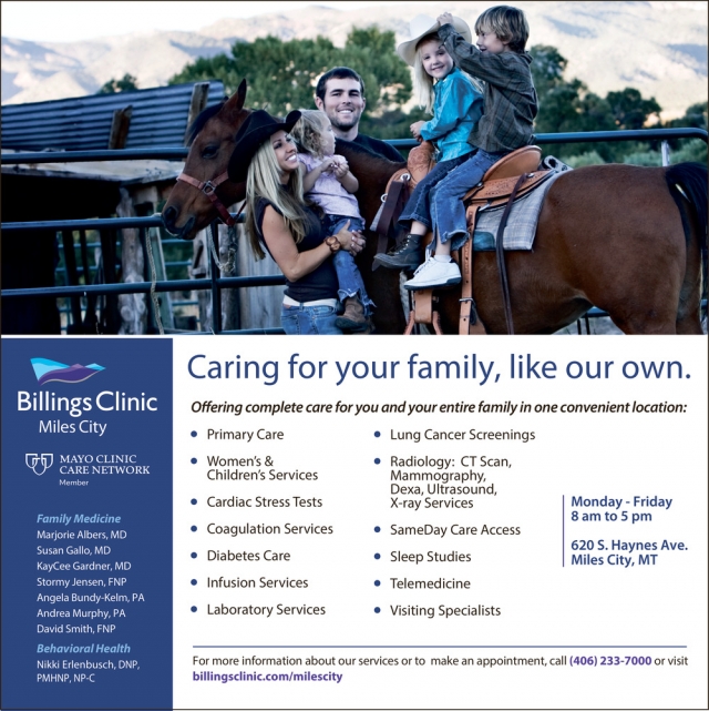 Caring for Your Family, Like Our Own., Billings Clinic Miles City, Miles City, MT